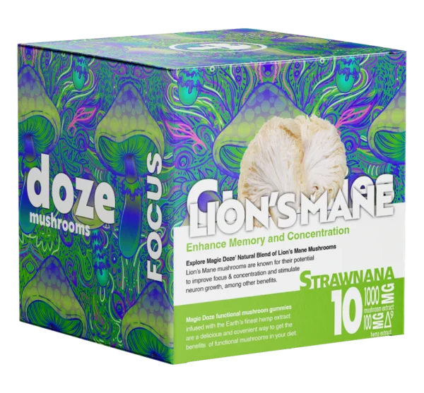 Lion's Mane Mushroom Gummies with Delta 9 THC (Strawnana) - Magic Doze - Image 3